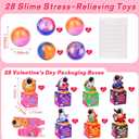 28 Pack Kids Valentines Day Gifts for School Galaxy Slime with Valentines Day Cards Space Gift Boxes, Valentine for Kids Classroom Valentines for Class Exchange Gifts Prizes Favors Favors for Boy Girl