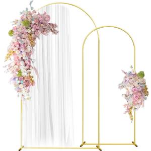 Wedding Arch Backdrop Stand Set of 2 (7.2FT, 6FT) Gold Wedding Balloon Arched Backdrop Stand Square Arch Frame for Birthday Party Bridal Baby Shower Ceremony Decoration