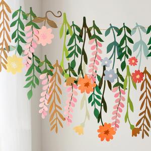 Colorful Wild Flower Garland Floral Banner Garden Party Decorations,Double-Sided Leaf Floral Garland Hanging Flowers for Decoration,Wildflower Party Decorations for Birthday Wedding Baby Shower