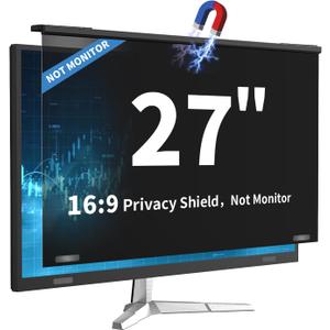 Magnetic 27 Inch Computer Privacy Screen for 16:9 Widescreen Monitor, Removable Hanging Anti-Blue Light Computer Screen Privacy Panel, Anti-UV Magnetic Attachment Monitor Privacy Screen