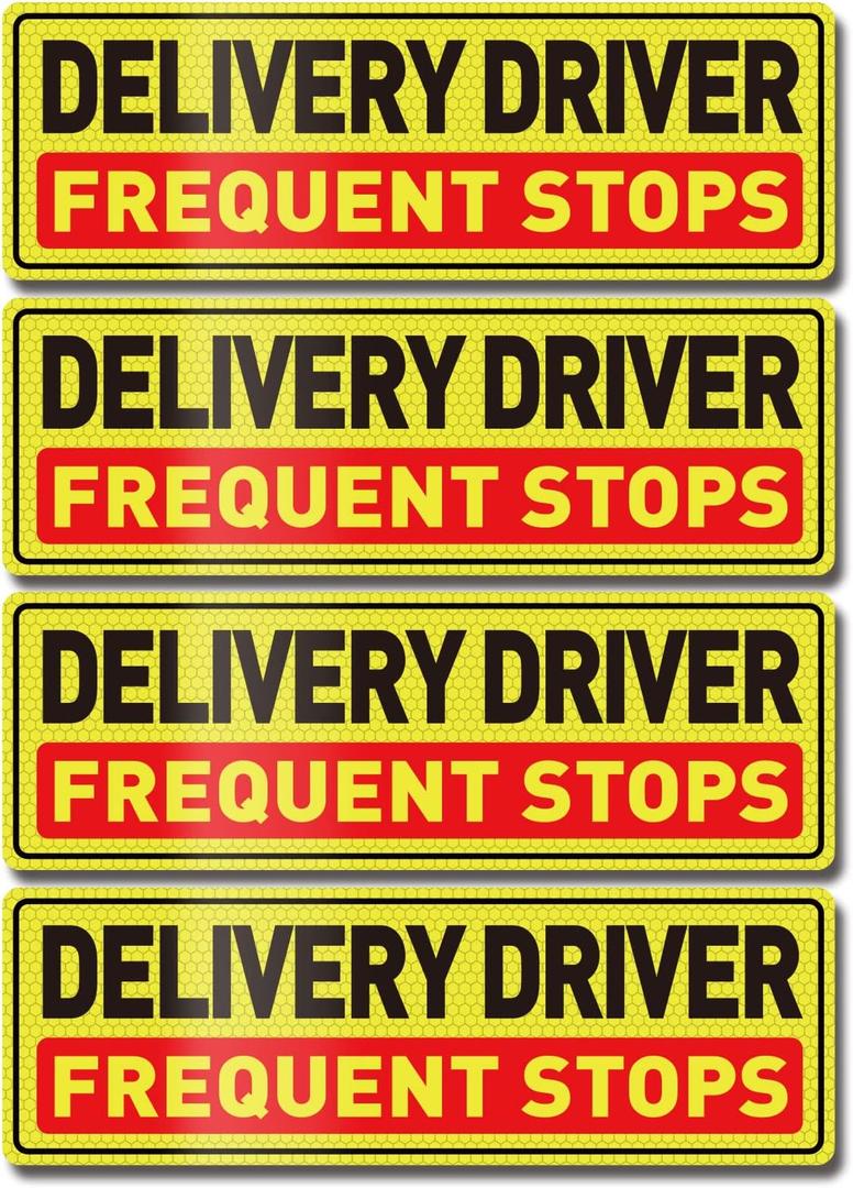 Delivery Driver Car Magnet 12  4 Inches Reflective Frequent Stops Magnetic Sticker Warning Safety Sign for Vehicle Truck 4 Pack