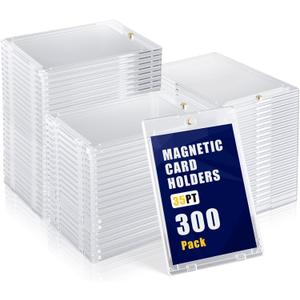 300ct Magnetic Card Holder 35pt Hard Plastic Trading Card Protectors U-V Protection Magnetic Display Case for Baseball Sports