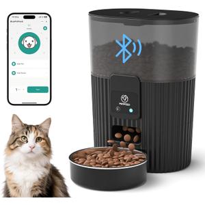 PAPIFEED Automatic Cat Feeder 3.5L/15 Cup 2.4G Bluetooth Pet Feeder for Dog Work with Alexa & Echo Timed Cat Food Dispenser for Remote Feeding with Stainless Steel Bowl up to 10 Meals Per Day with APP