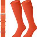 LEACOOLKEY Baseball Belt and Socks Combo Set Adjustable Softball Socks and Elastic Belt for Youth and Adult (Orange, M)