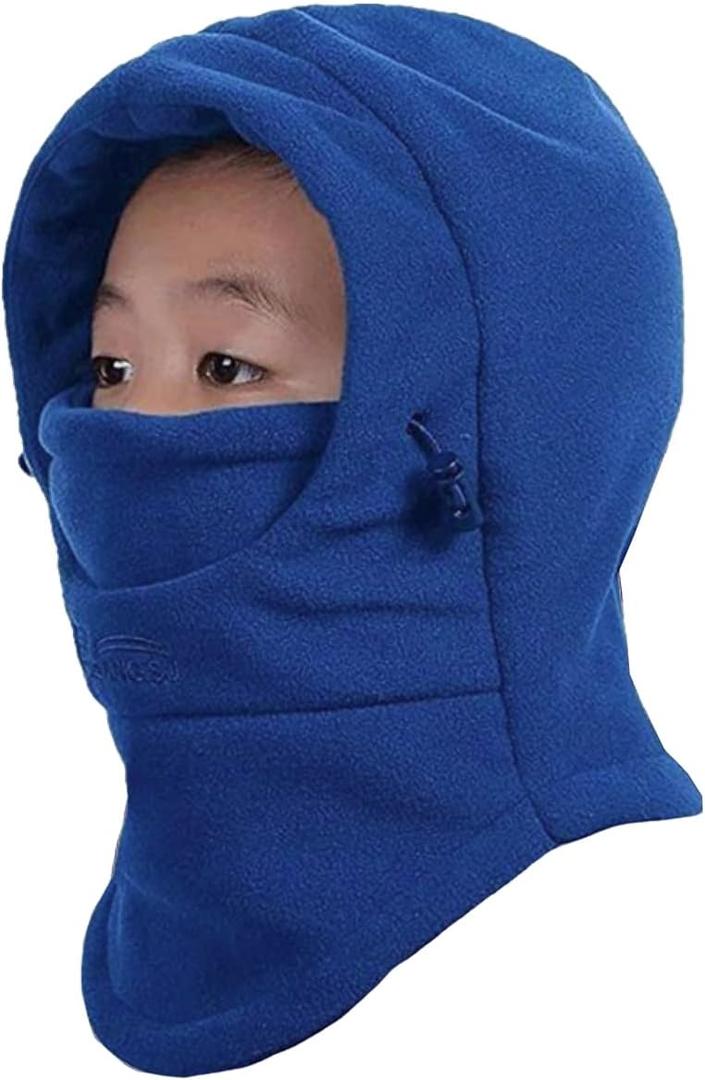 Azarxis Kids Children's Balaclava Hat Fleece Ski Face Mask Winter Cap Adjustable Double Neck Warmer (#1 Blue)