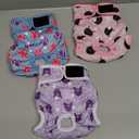 Washable Dog Diapers (3 Pack), Reusable Dog Diapers for Doggie Heat Period, Reusable Doggie Diaper for Female Dogs (Cat, Owl, Large)
