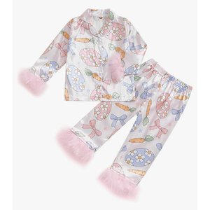 Toddler Kids Baby Girl Solid Pjs Ruffle Long Sleeve Button Shirt Top and Pants Cotton 2Piece Pajamas Set 5-6