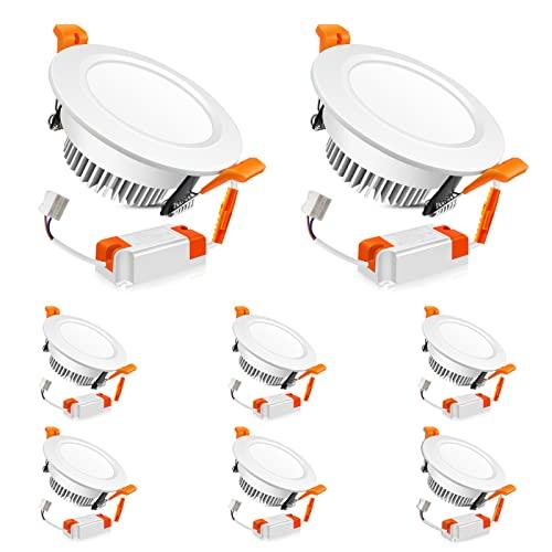 LEDLightsWorld 3 Inch LED Recessed Lighting Dimmable Downlight, 5W (40W Halogen Equivalent), 6500K Daylight White, CRI80, Recessed Ceiling Light with LED Driver (8 Pack)