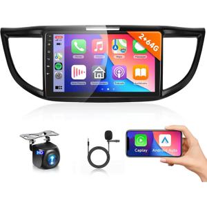 2G+64G Android Car Stereo for Honda CRV 2012 2013 2014 2015 2016 Radio with Wireless CarPlay Android Auto 9inch IPS Touch Screen with Bluetooth GPS WiFi HiFi 28UIs FM/RDS SWC + AHD Backup Camera