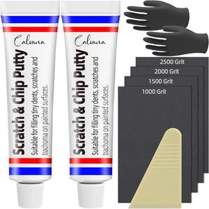 Calvana (2-Pack 20g Car Body Filler Repair, Automotive Putty Scratch Filler, Quick-Drying Formula for Minor Touch-ups, Ideal for Car Paint Scratch Removal and Rust, with 4pack Sand Paper Repair Tools