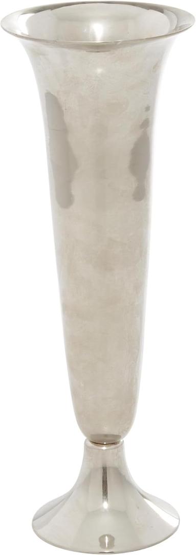 Deco 79 Aluminum Metal Decorative Vase Fluted Centerpiece Vase, Flower Vase for Home Decoration 4" x 4" x 10", Silver Deco 79 Aluminum Metal Decorative Vase Fluted Centerpiece Vase, Flower Vase for Home Decoration 4" x 4" x 10", Silver