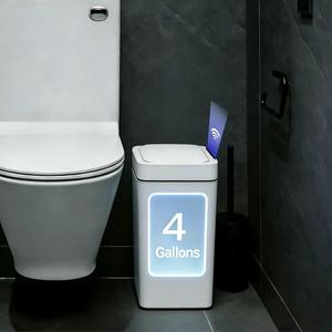 4 Gallon Smart Automatic Trash Can, Motion Sensor Touchless Garbage Can with Lid, USB Rechargeable & Waterproof Bathroom/Kitchen/Bedroom/Office Trash Bin, 10.637.1712.13 in, White