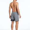 SILKWORLD Mens Swim Trunks with Compression Liner Quick Dry 6 in Bathing Suit Summer Swim Shorts with Zipper Pockets (S)