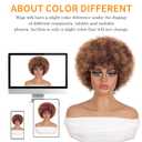 GKtineke Short Afro Wig 8 Inch Afro Wigs for Black Women 70s Kinky Curly Wig Fluffy Bouncy Puff Synthetic Hair for Daily and Party (Mixed Brown)