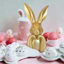 Easter Decorations for Home,Mini Resin Golden Bunnies Spring Sculpture Tabletop Ornament,Brass Rabbit Decor for Spring Home Decor, Vintage Resin Bunnies for Table Centerpieces Mantel Decorations