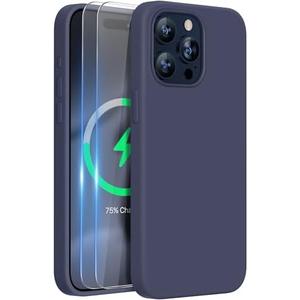 Miracase for iPhone 15 Pro Max Case, [with 2X Screen Protectors], Compatible with MagSafe, Liquid Silicone Case Shockproof Drop Protection Phone Case for 15 Pro Max, Dark Blue Magnetic