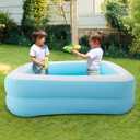 Inflatable Kiddie Swimming Pool, Outdoor Blow Up Rectangular Pool for Kids and Toddler (61"x42.5"x18")