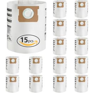 15 Pack 5-8 Gallon Replacement Filter Bags for Shop Vac Vacuum Type E-9066100, 90661, 9066133, Type H for S90671 9067100 9067133; VF2004, VHBS High- Efficiency Disposable Vaccum Filter Bags