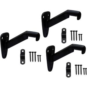 QCAA Heavy Duty Handrail Bracket, 3", Stair Railing Bracket for Home and Office, Zinc Die Cast, Matte Black, 12 Pack, Made in Taiwan