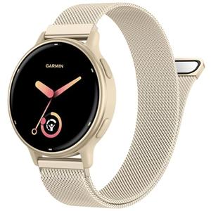 20mm Metal Bands Compatible with Garmin Vivoactive 5/Vivoactive 6/3 Watch Bands, Soft Stainless Steel Strap Replacement Wristband for Venu Sq 2/ Forerunner 55/245 Watch Band Women Men, Champagne