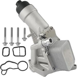 Upgrade Aluminum Engine Oil Cooler Filter Housing with Gasket, Bolts Compatible with 2016-2022 BMW F30 230i 330e 330i GT 430i 530i 530e 740e xDrive X3 X4 B46 B48 L4 2.0L Turbo Replace 11428596283