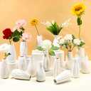 Yaomiao 16 Set White Ceramic Bud Vase Bulk 5 Inch Boho Small Pampas Grass Flower Vase for Wedding Table Centerpieces Decoration Boho Home Decor DIY Gift, 8 Styles (Classic)