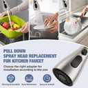 Kitchen Faucet Head Replacement, 3-Function Pull Down Spray Head with 9 Adapters, Compatible with Moen, Delta, American Standard Faucet,etc, Brushed Nickel
