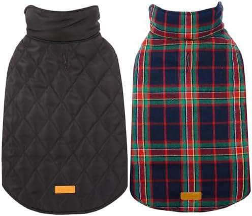 Kuoser Waterproof Dog Coat, Reversible Dog Jacket for Medium Dogs, Adjustable Durable Doggie Winter Coat Warm Puppy Cold Weather Apparel from Small to Large Breed, RoyalBlue M/L