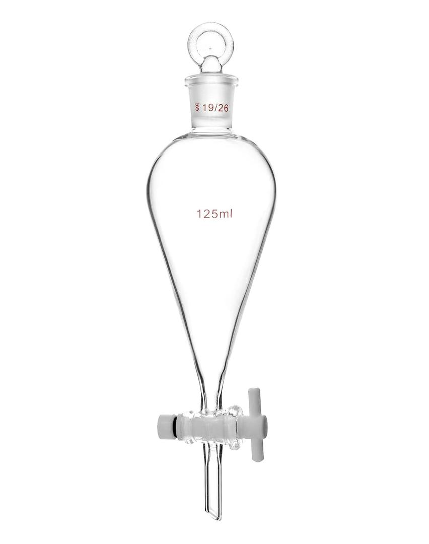QWORK 125ml Separating Funnel with 19/26 Joints and PTFE Plug, 1 Pack