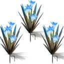 Homight Metal Agave Plant Outdoor Decoration Lily Mexican Yard Art Garden Gift Home Decor Hand Painted Metal Agave Garden Yard Statue, Outdoor Lawn Ornaments(3 Big Blue Lilies)