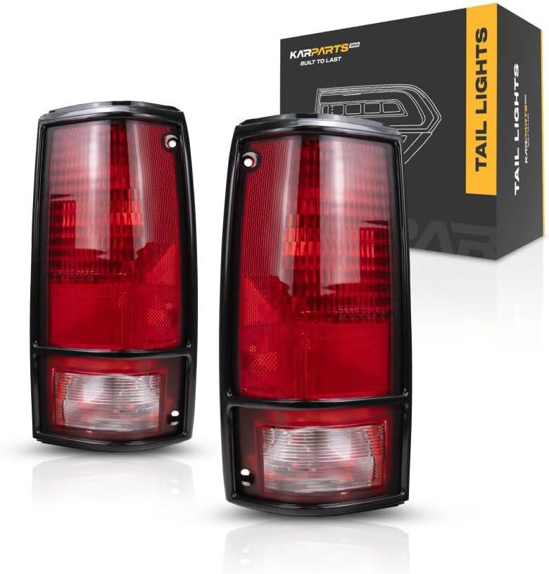 For Chevy S10 Blazer Tail Light Assembly Unit 1983-1994 Pair Driver and Passenger Side | w/Black Trim | GM2800109 + GM2801109