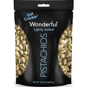 Wonderful Pistachios In Shell, Lightly Salted Nuts, 16 Ounce Resealable Bag Protein Snacks, Gluten Free, Healthy Food, Work, School, Office Snacks, Airplane Travel Snacks, BBD: 2026/Oct 14