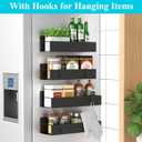 HuggieGems 4 Pack Magnetic Spice Storage Rack Organizer for Refrigerator and Oven, Matt Black Fridge Organizers and Storage