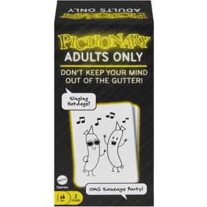 Mattel Games Pictionary Adults Only Party Drawing Game with Silly Sketches & NSFW Clue Cards, Boards, Markers & Sand Timer