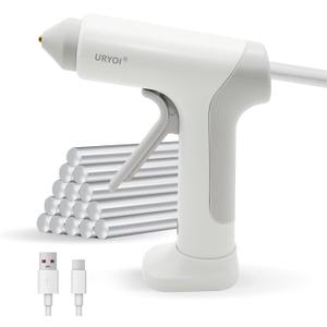 Cordless Hot Glue Gun, 15s Fast heating, Rechargeable Battery, USB-C Fast Charging, Smart Temp Control, Includes 20 Glue Sticks for DIY Crafts, Home Repairs & School Projects (White)