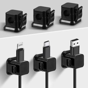 6 Pcs Cord Organizer Holder, Adhesive Charger Cable Holder Clips Organizer Phone Charging Wire USB Keeper Management for Home Office Desk Car Wall Nightstand