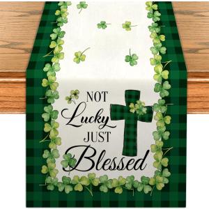 2 x St Patricks Day Table Runner St. Patrick's Day Kitchen Dining Table Centerpiece St Patty's Day Shamrock Decor St Patricks Day Decorations for Home Party-72 Inches Long