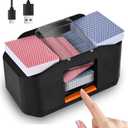 Quiet & Rechargeable 2 Decks Card Shuffler, Automatic 2000 mAh Quiet Electric Shuffler, Playing Cards, Texas Hold'em, Poker, Home Card Games, Blackjack (Deep Black)