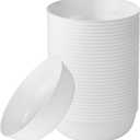 [30 Pack 16 OZ Bowls] Edge Collection White Plastic Party Bowls Premium heavyweight Elegant Disposable Tableware Dishes