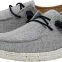 HEYDUDE Women's Wendy Chambray Lace-Up Loafers (6, White Blue 2)