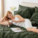 CozyLux California King Comforter Set Olive Green - 7 Pieces Cal King Pintuck Bed in A Bag Gift for Family, Pinch Pleat Bedding Sets with All Season Comforter, Sheets, Pillowcases & Shams