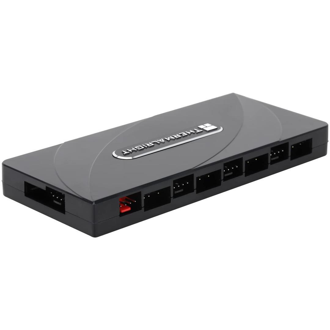 Thermalright Fan and ARGB HUB8 Hub Controller Support 8 Groups of Fans,3Pin PC ARGB Fan Controller,PWM Fan Hub,SATA Power Cord Direct Input(12V 4pin RGB is not Supported),SATA Cable not Included