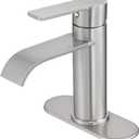 VOTON Brushed Nickel Bathroom Faucets, Single Handle Bathroom Sink Faucet Modern Waterfall Bathroom Faucet 1 or 3 Holes with Deck Plate, Rv Camper Farmhouse Utility Remodel Mixer Tap Washbasin Faucet