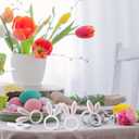Chengu 12 Pcs Pink White Easter Bunny Napkin Rings Wooden Bunnys Napkin Rings Handmade Rabbit Dinner Paper Holders for Easter Spring Party Banquet Dinning Table Decoration (Rabbit)