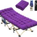Sportneer Camping Cot with Mattress  Foldable Sleeping Cot for Adults, Heavy Duty Portable Bed for Camping, Hiking, Guest Room, Outdoor, 450 lbs Capacity, Easy Setup, Dual Side Pockets (Blue+purple)
