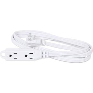 Internet's Best 8 FT Vertical Triple Tap Extension Cord - 16 AWG (Gauge – 16/3) - Heavy Duty Indoor Power Outlet - NEMA 5-15 R & 5-15P – SPT - 3 Outlets - White