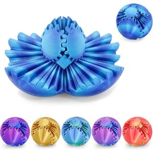 Gear Ball 3D Printed Cube Fidget Toy,Gear Sphere Fidget Toys,Sensory Toys for Stress and Anxiety Relief, Desk Toy Fidget Spinners,Stocking Stuffers for Adults & Kids Gift (Aurora Blue, 3.1 Inch)