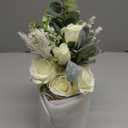 Ins Style Vase with Artificial Flower Set 1 Piece Fake Rose Berry Leaf Floral Flower Arrangement Glass Rose (White S)