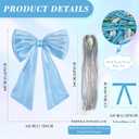 17x23 Inch Large Blue Bow for Christmas Tree Topper Christmas Tree Decoration Set: 24 Small Velvet Bows, 1 Pcs Big Tree Topper Bow, 3000 Strands of Tinsel Icicles for Holiday Decor (Blue)