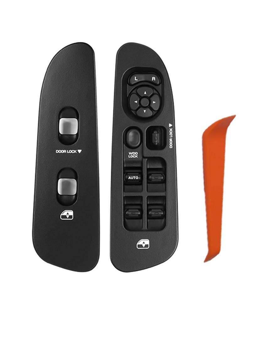Driver Side Power Window Master Switch with Driver & Passenger Side Bezel for 2002-2009 Dodge Ram 1500 2500 3500, Plug & Play Window Switch Replacement Kit with Pry Tool,Black